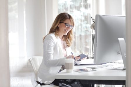 Businesswoman at her workplace Businesswoman at her workplace